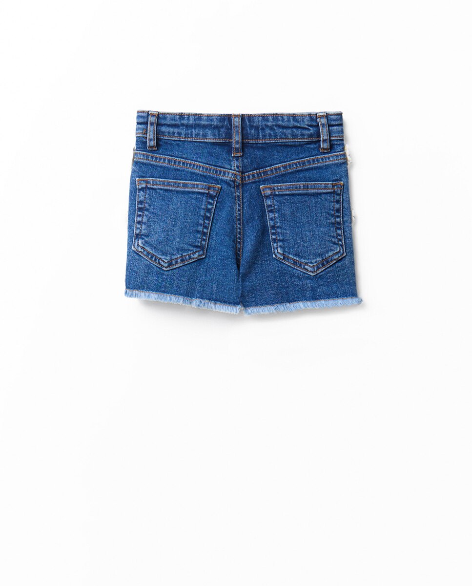Calções de Ganga com Estampado Floral Sfera Azul-índigo-3