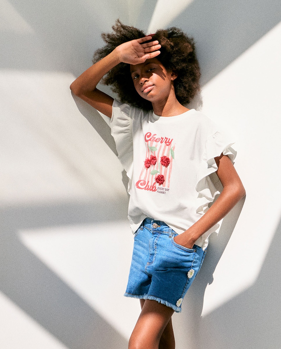 Imagem 0 de Calções de Ganga com Detalhe