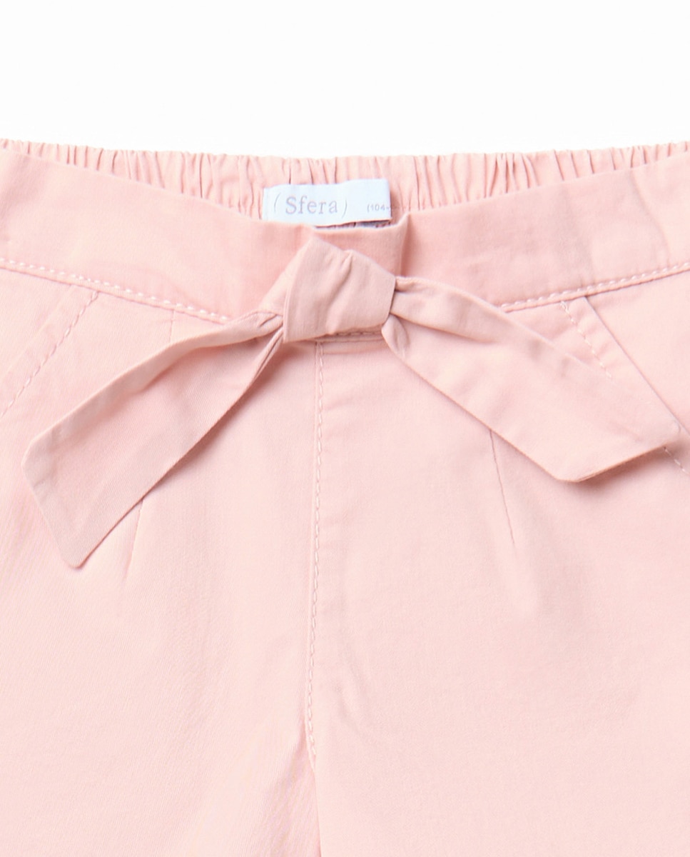 Calções de Sarja com Laço Sfera Rosa-2