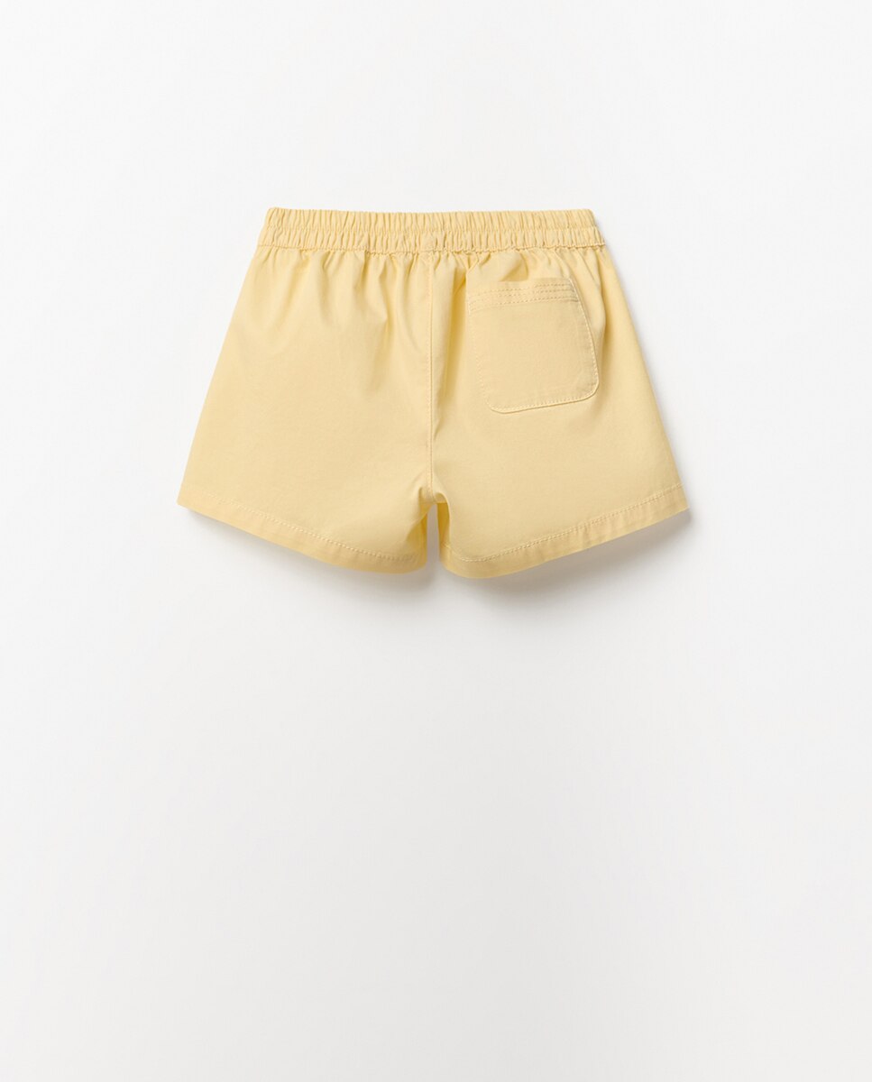 Calções de Sarja com Flor Sfera Amarelo-4
