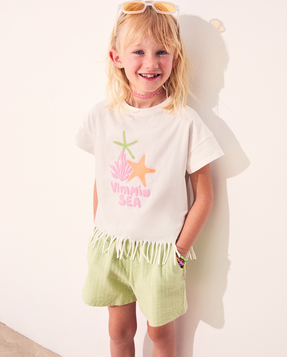 Imagen 0 de Short liso efecto rayas