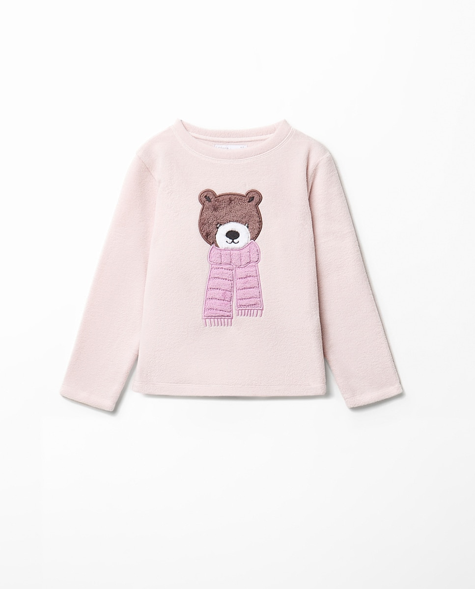 Pijama com forro polar e urso 284 Lilás-2