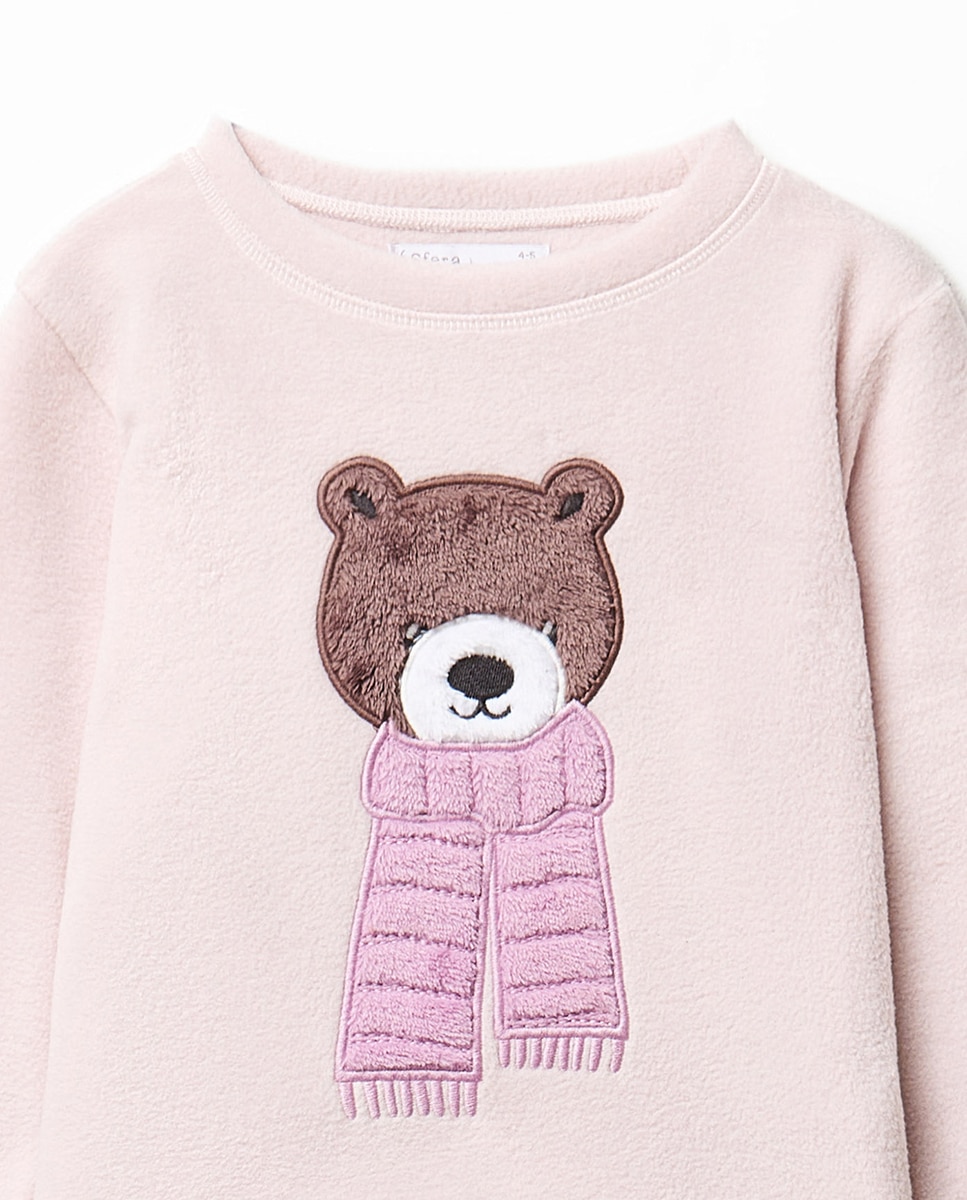 Pijama com forro polar e urso 284 Lilás-3