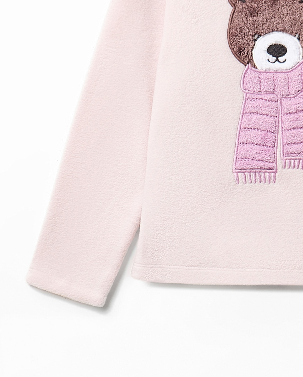 Pijama com forro polar e urso 284 Lilás-4