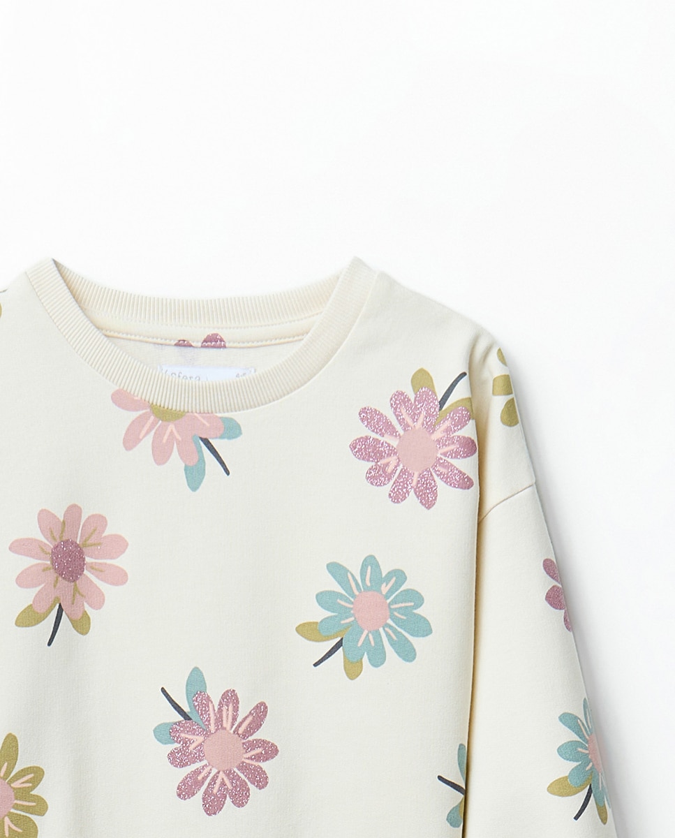 Conjunto de Felpa com Estampado Floral Sfera 230 Rosa Escuro-3