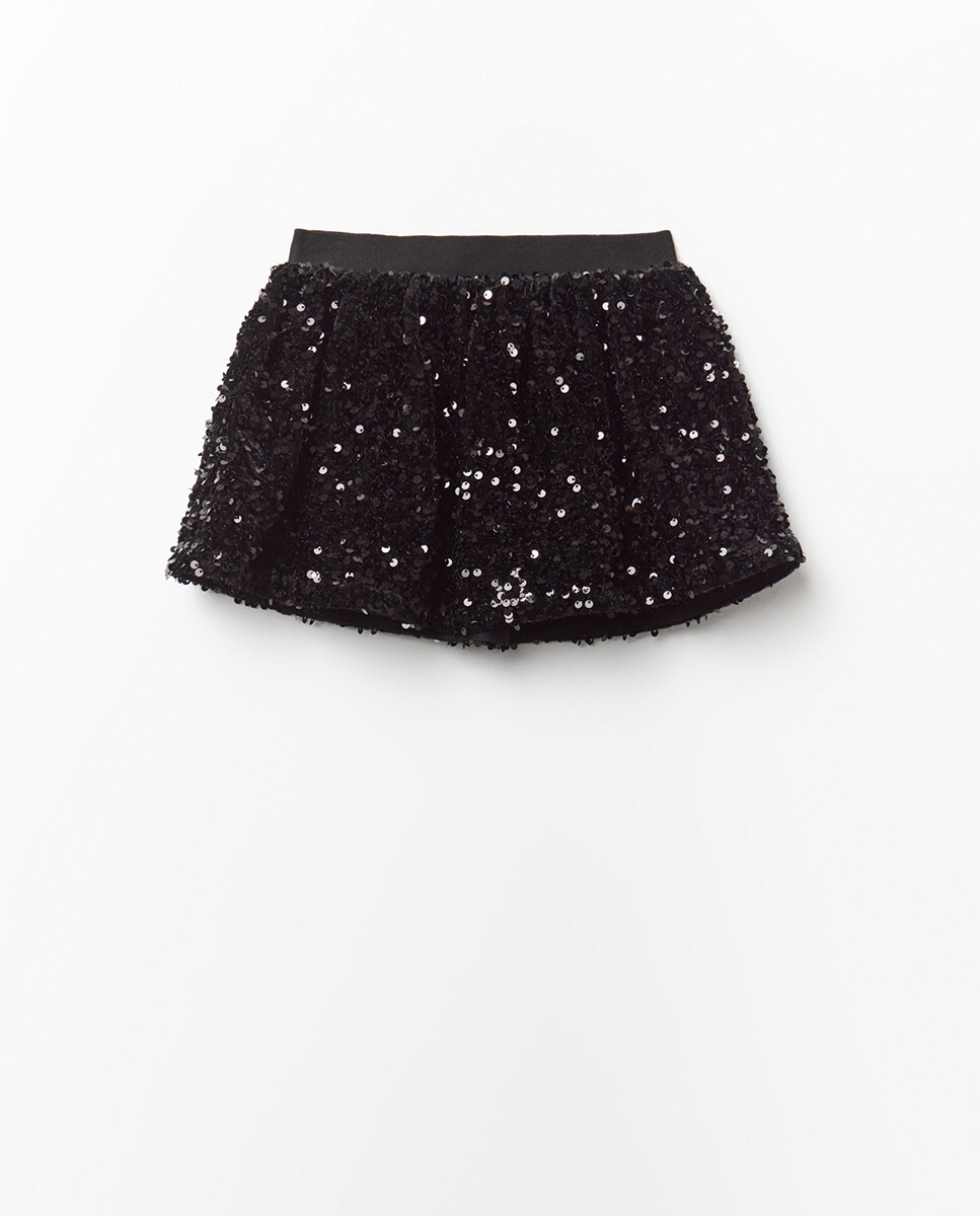 Saia com Lantejoulas e em Veludo Preto-2
