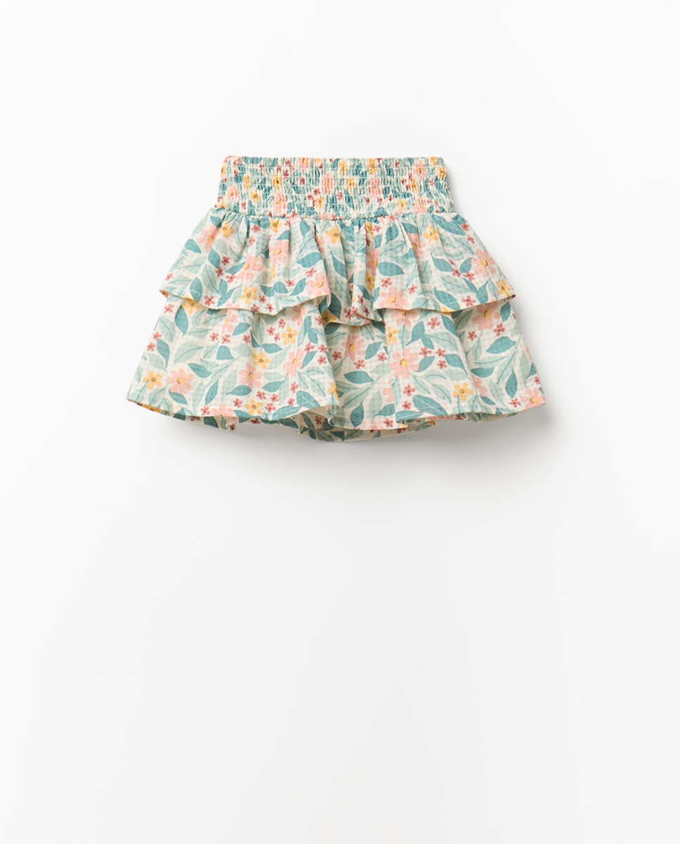 Saia-calça com folhos Sfera Cru-3