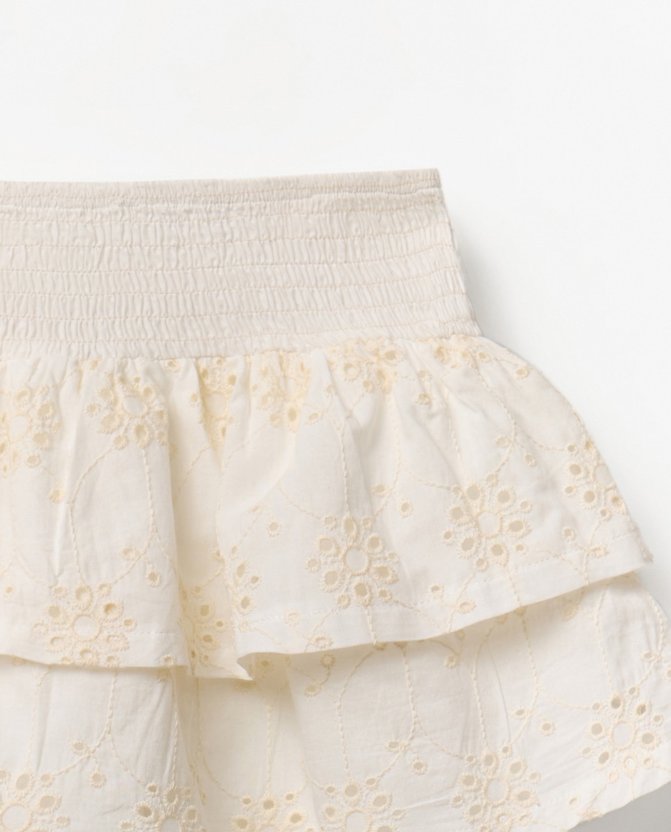 Saia-calça com folhos Cru-2