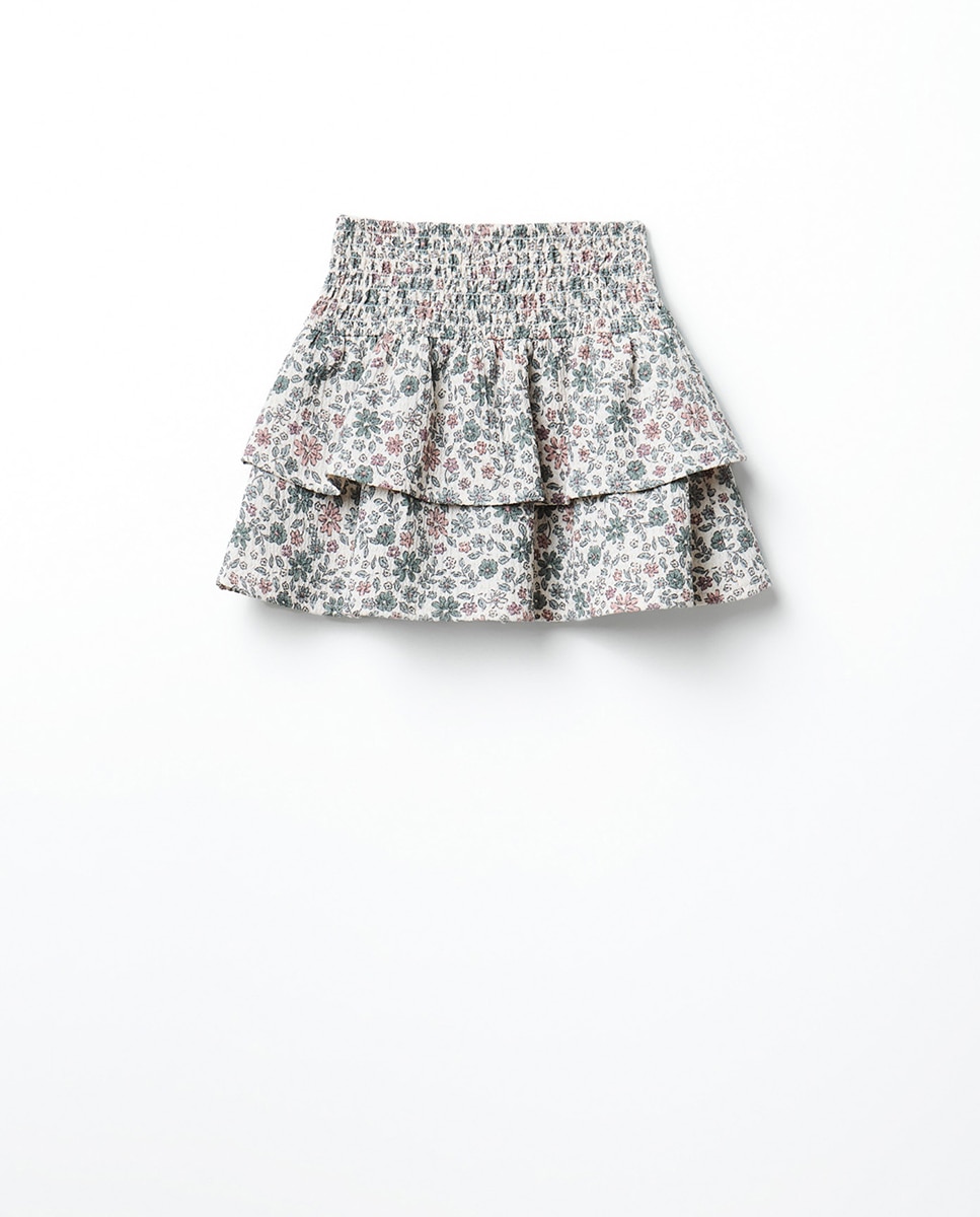 Imagem 0 de Saia-Calça com Folhos e Estampado