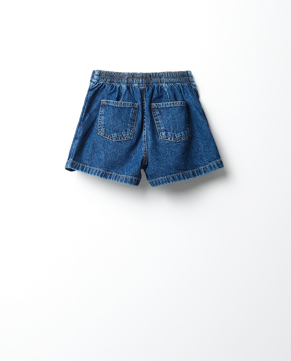 Saia-Calça de Ganga com Pregas Sfera Azul pálido-3