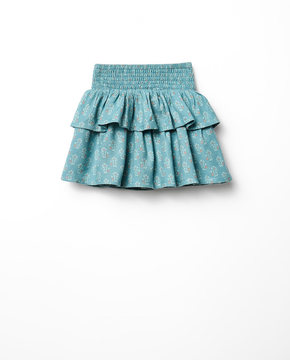 Falda pantalón viscosa estampada - Sfera - Azul oscuro Azul oscuro-1