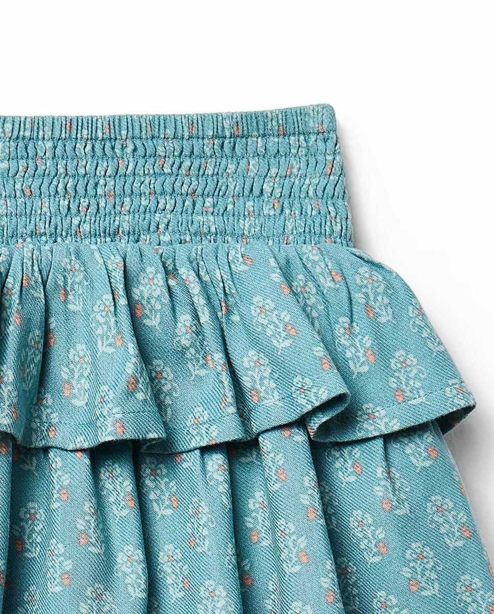 Falda pantalón viscosa estampada - Sfera - Azul oscuro Azul oscuro-2
