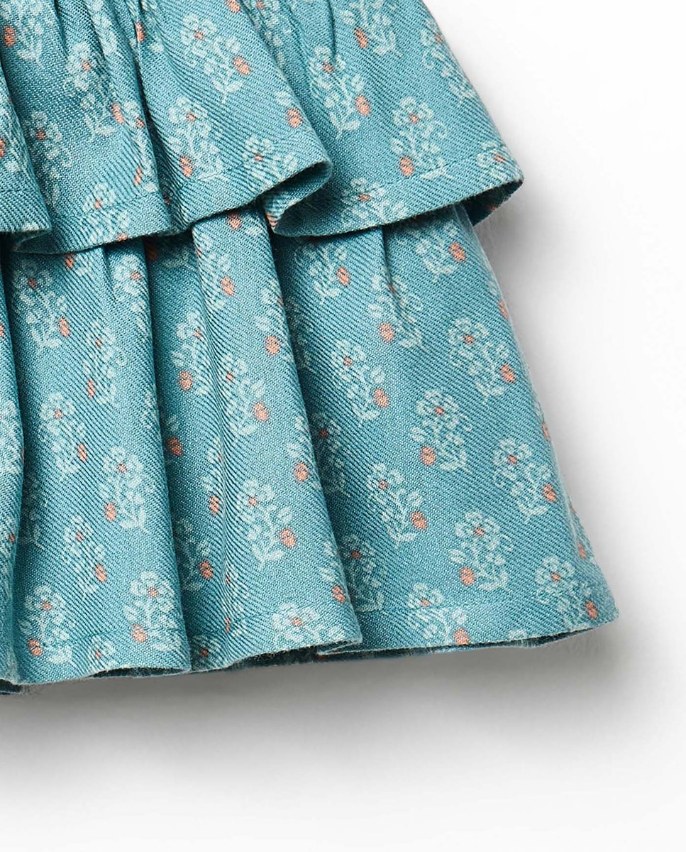 Falda pantalón viscosa estampada - Sfera - Azul oscuro Azul oscuro-3