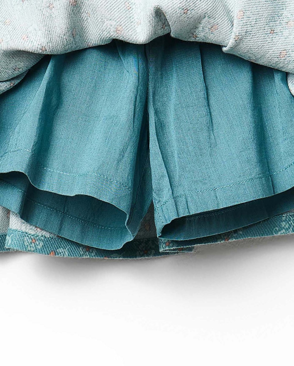Falda pantalón viscosa estampada - Sfera - Azul oscuro Azul oscuro-4
