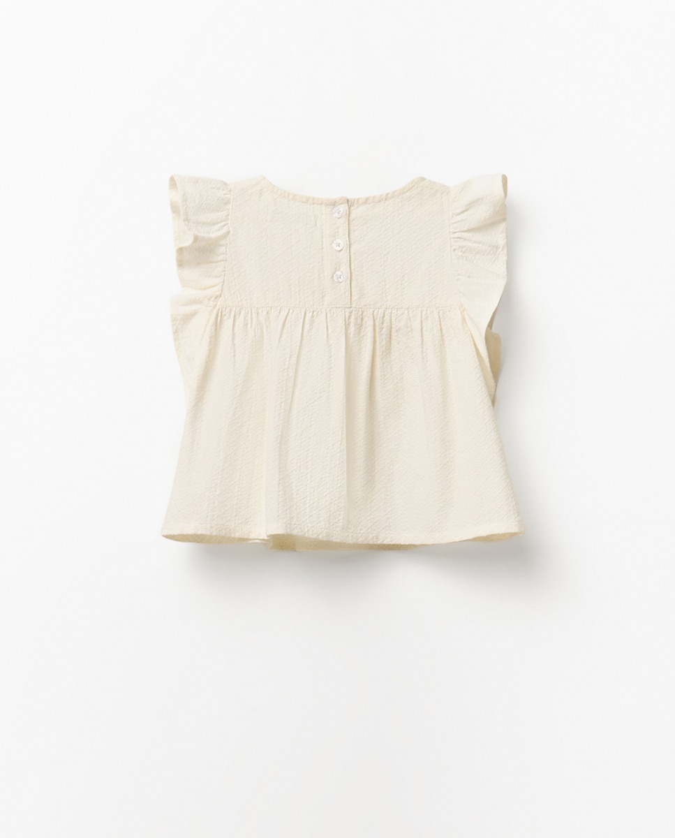 Blusa Dobby com Peitilho Sfera Cru-4