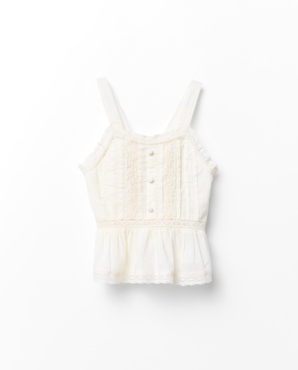 Blusa Tipo Top com Bordado Sfera Cru-4