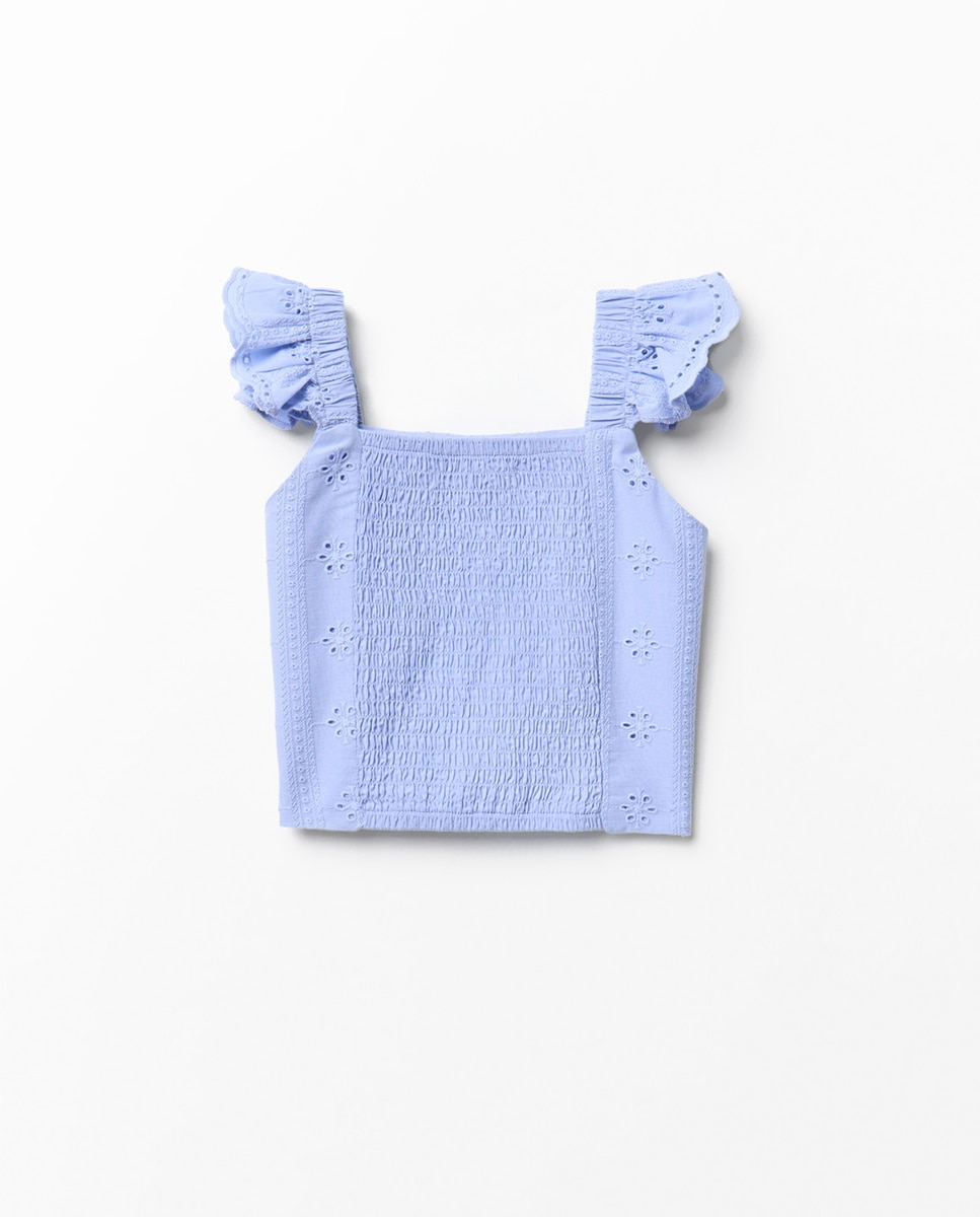 Blusa Tipo Top com Ilhós Sfera Azul-6