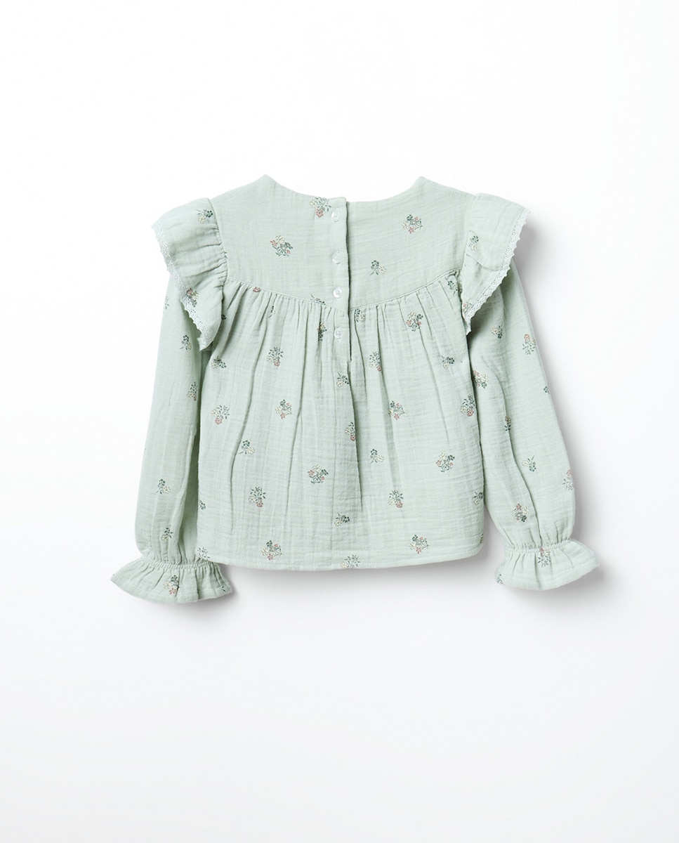 Blusa Ondulada com Estampado Sfera 582 Verde Água-3