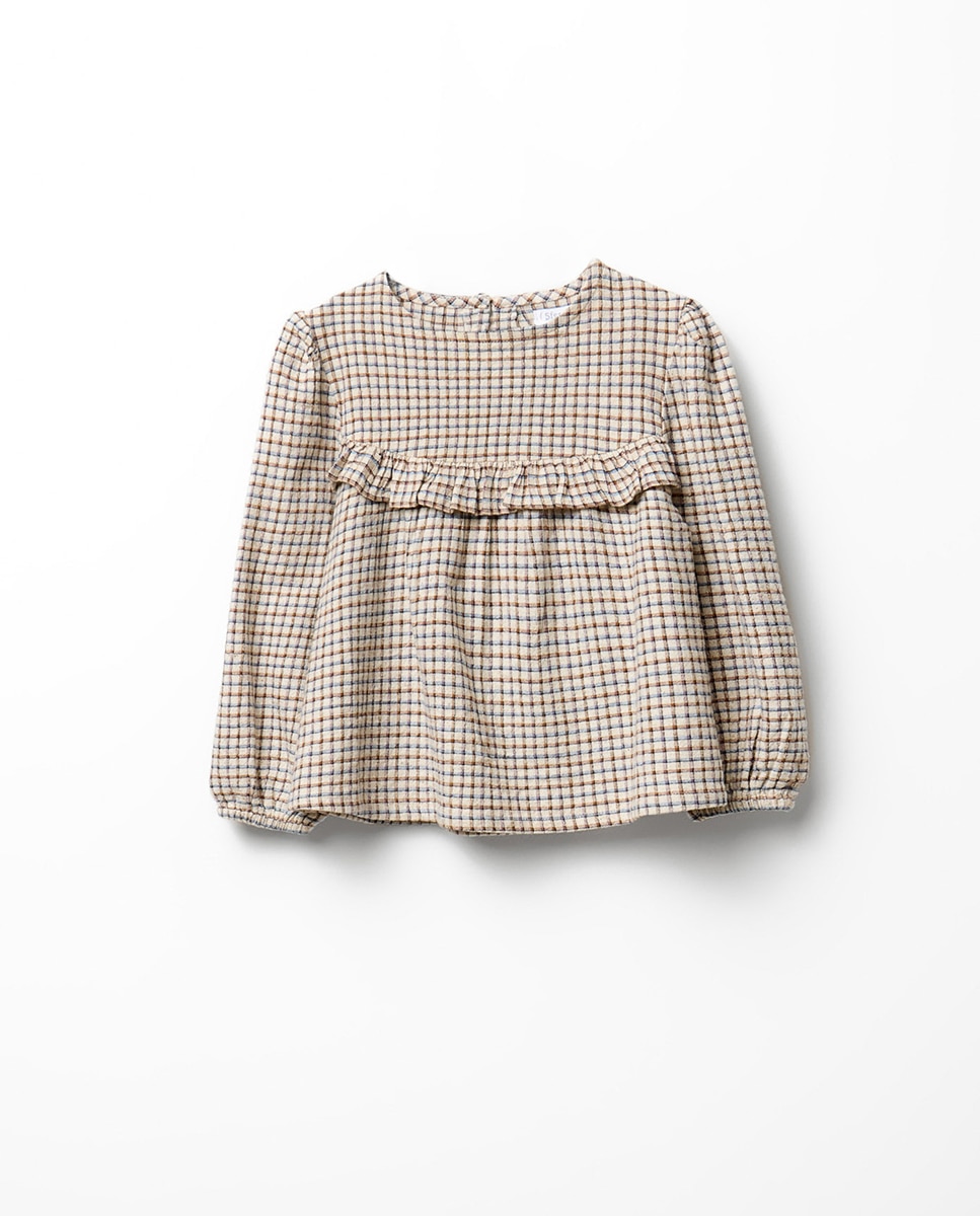 Blusa cuadros - Sfera - Tostado Tostado-1