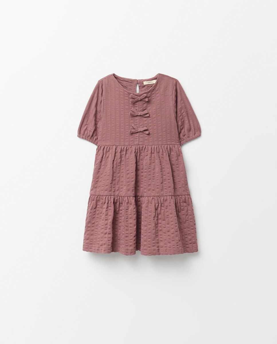 Vestido com Textura Seersucker Beringela-5