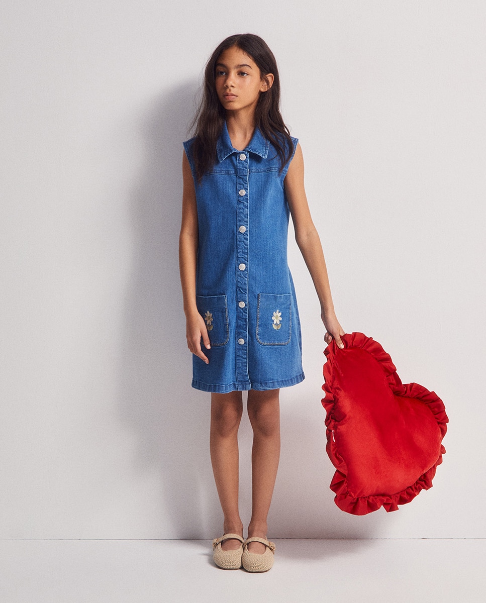 Imagem 0 de Vestido de Ganga com Bolsos