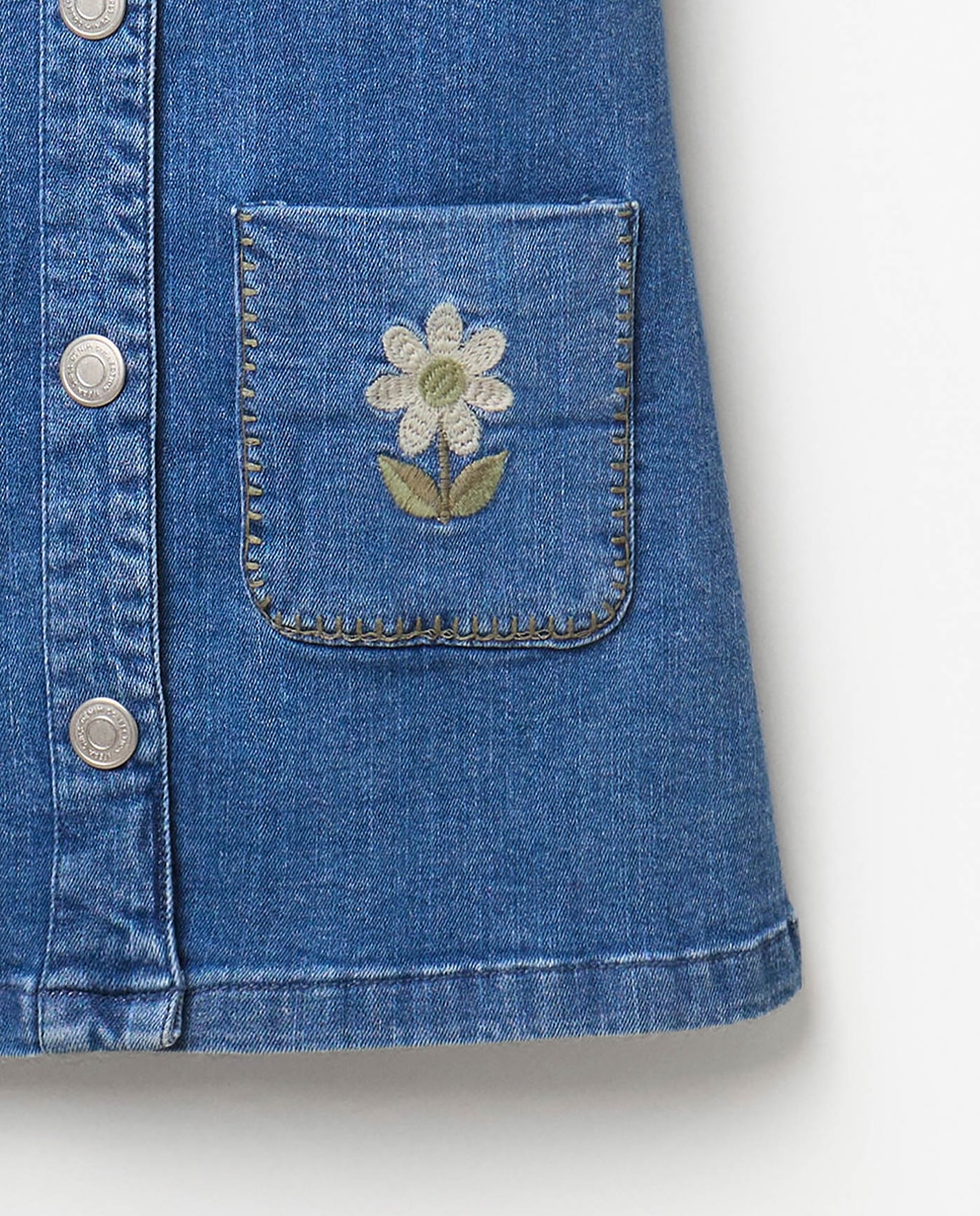Vestido de Ganga com Bolsos Sfera Azul-médio-8