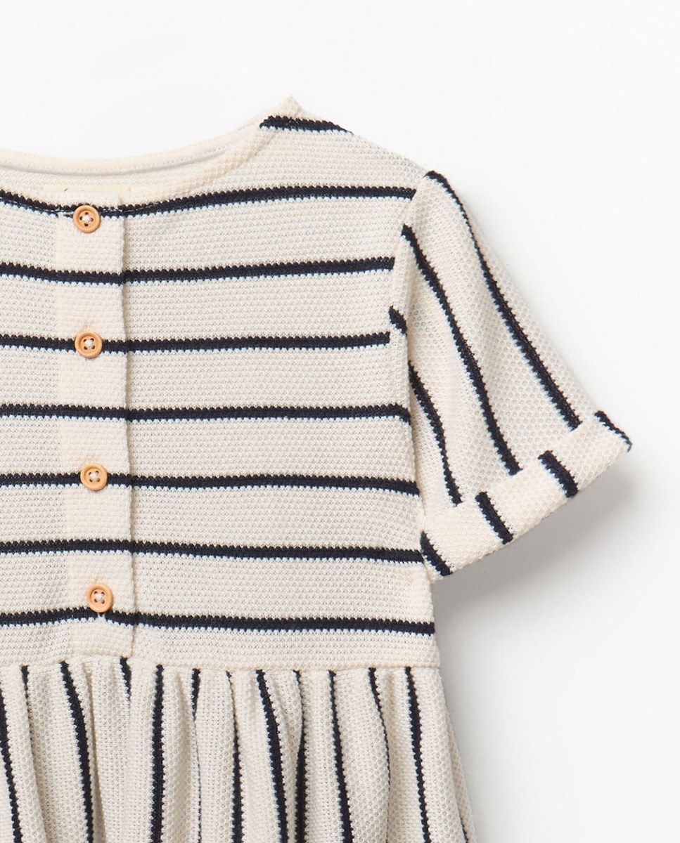 Vestido com Risca de Marinheiro Cru-3