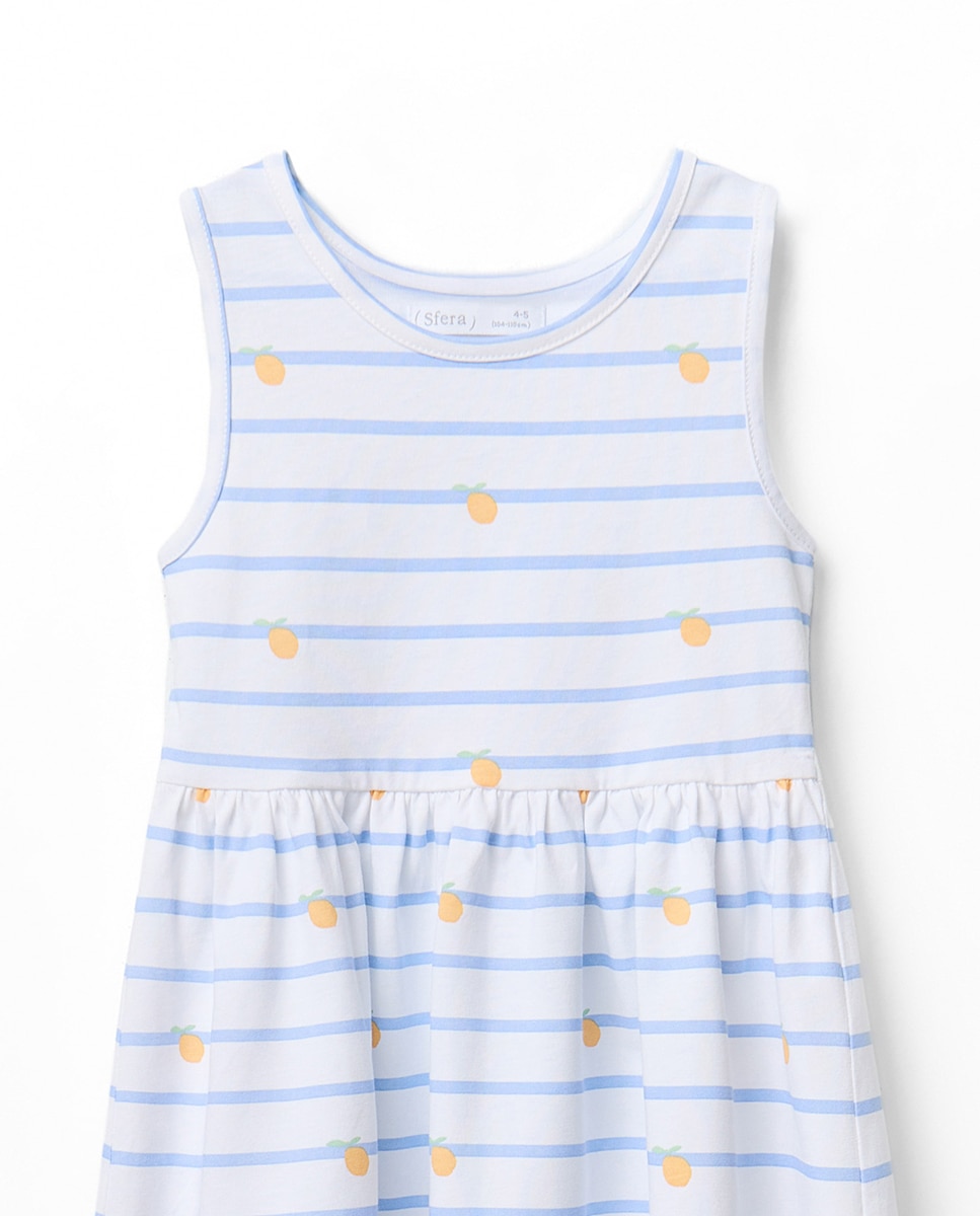 Vestido às Riscas com Fruta Sfera Cru-2