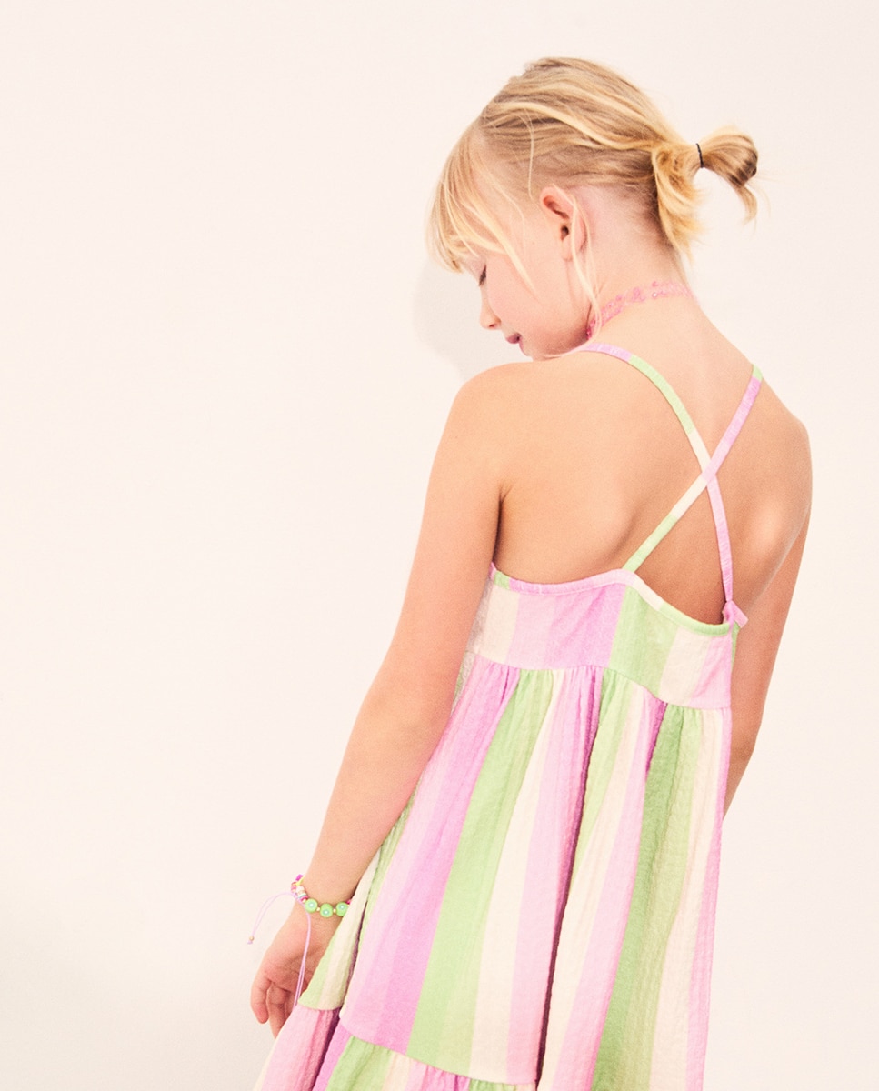Vestido com Textura Riscas Sfera Branco-2