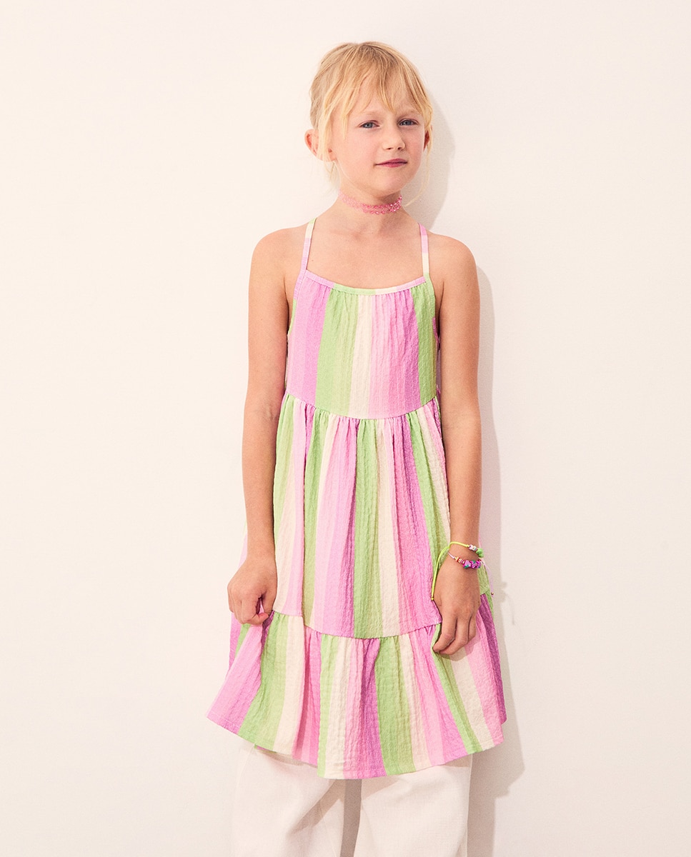 Vestido com Textura Riscas Sfera Branco-3