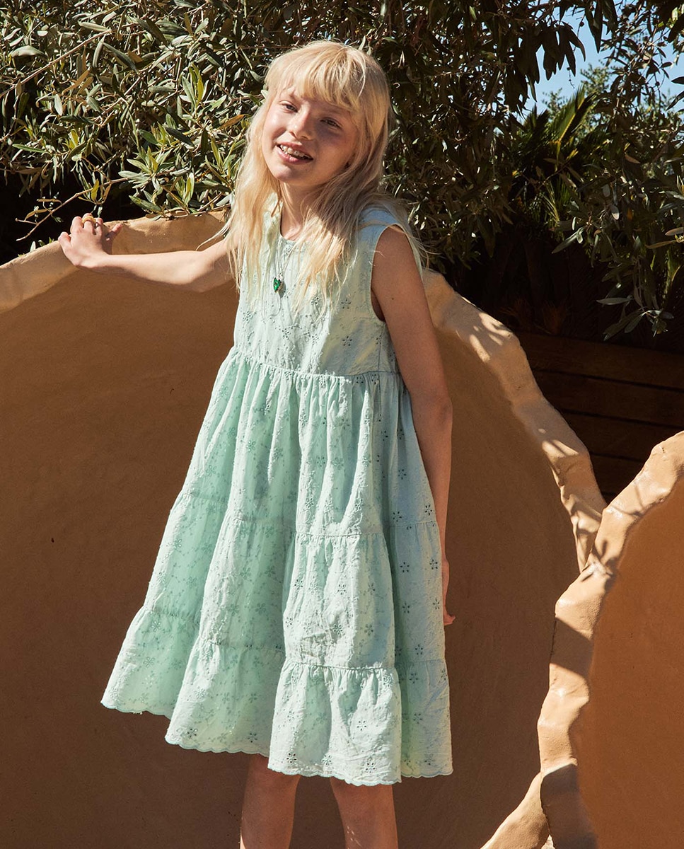 Vestido com bordados Sfera Verde-3