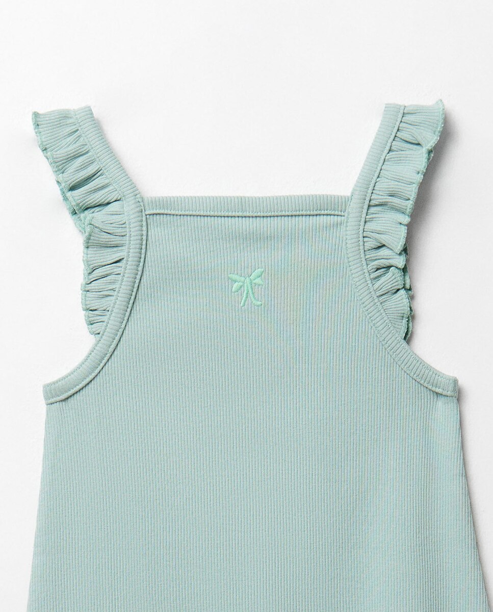 Vestido Canelado com Folho Sfera Verde-2
