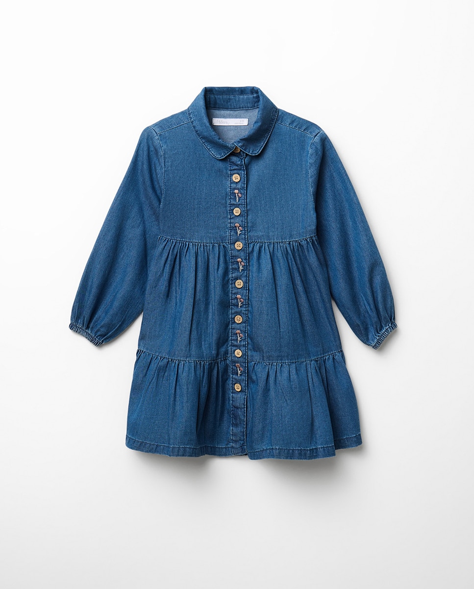 Vestido de Ganga Chambray Azul pálido-5