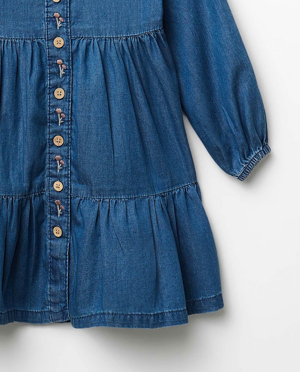 Vestido de Ganga Chambray Azul pálido-7