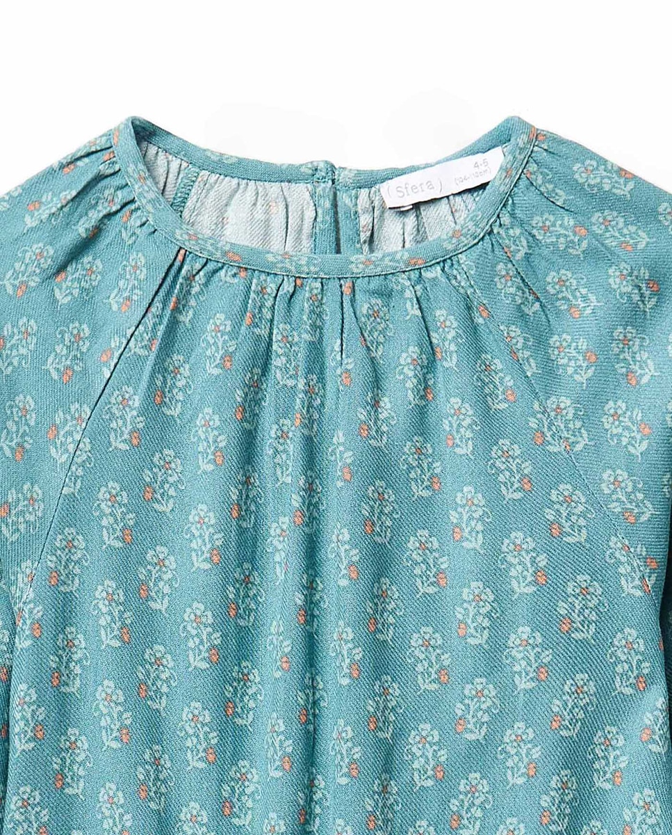 Vestido viscosa estampado - Sfera - Azul oscuro Azul oscuro-2