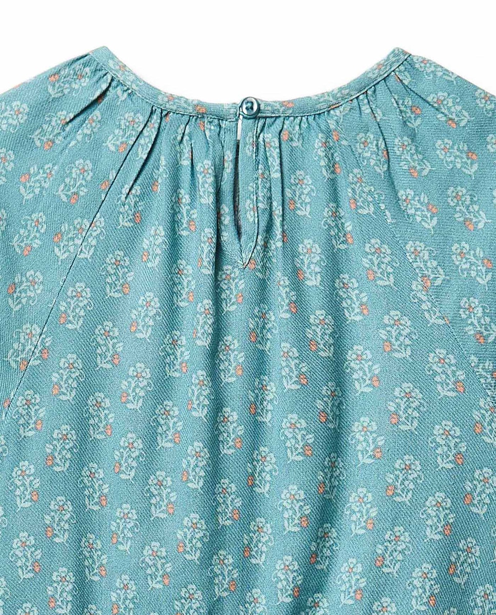 Vestido viscosa estampado - Sfera - Azul oscuro Azul oscuro-4