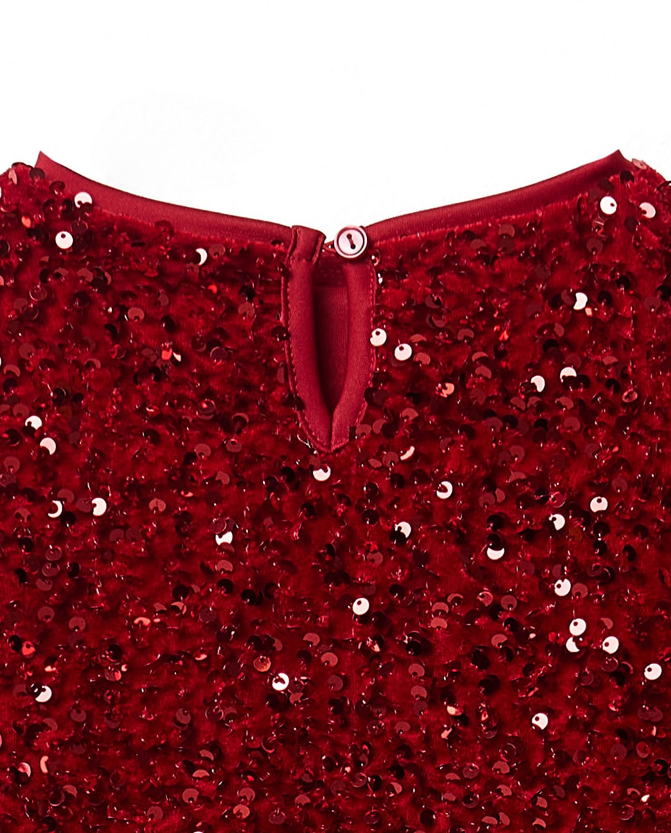 Imagen 4 de Vestido velvet lentejuelas - Sfera - 600 Rojo 600 Rojo