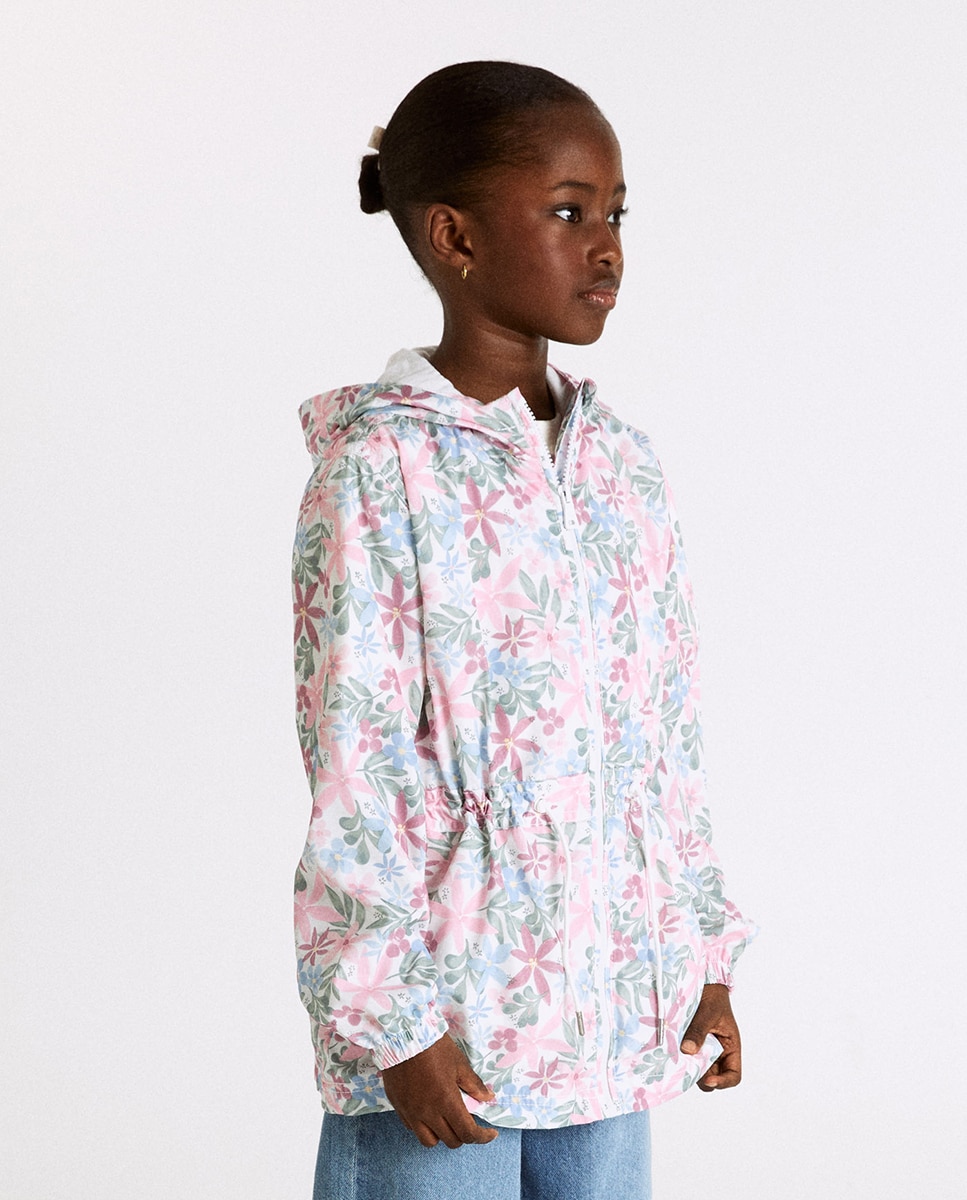 Impermeável com Estampado Floral Sfera Cru-2