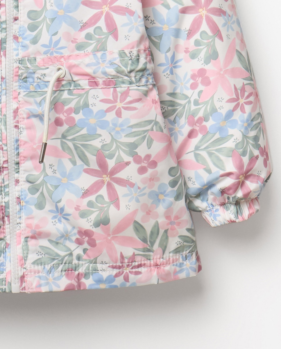 Impermeável com Estampado Floral Sfera Cru-5