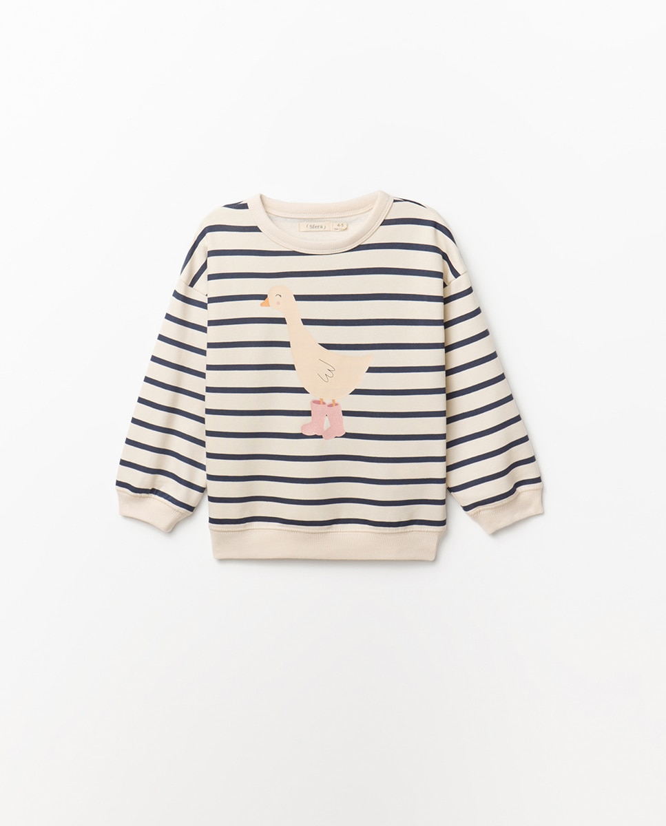 Sweatshirt às Riscas Ganso Cru-1