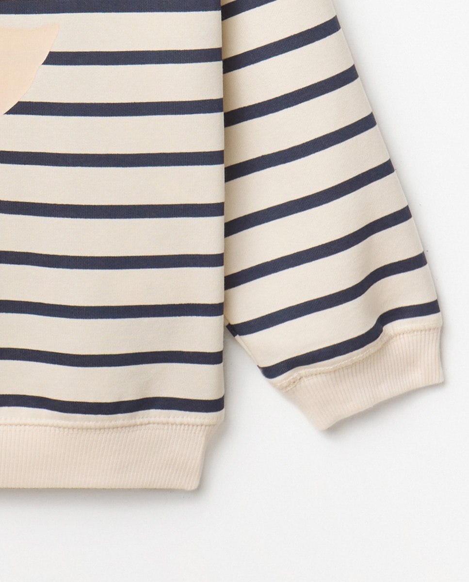 Sweatshirt às Riscas Ganso Cru-3