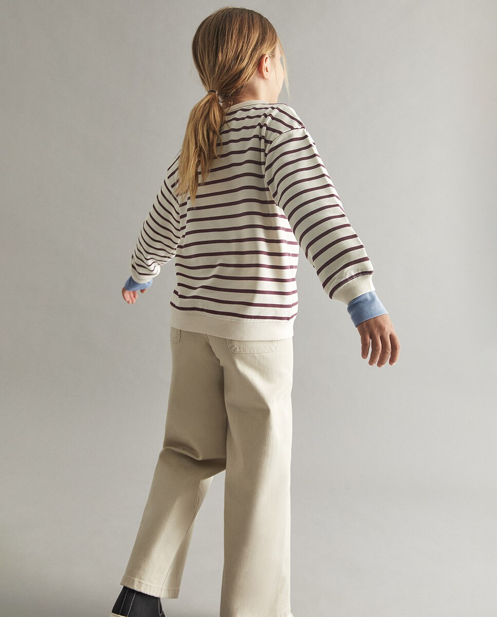 Sweatshirt às Riscas com Estampado Floral Cru-3