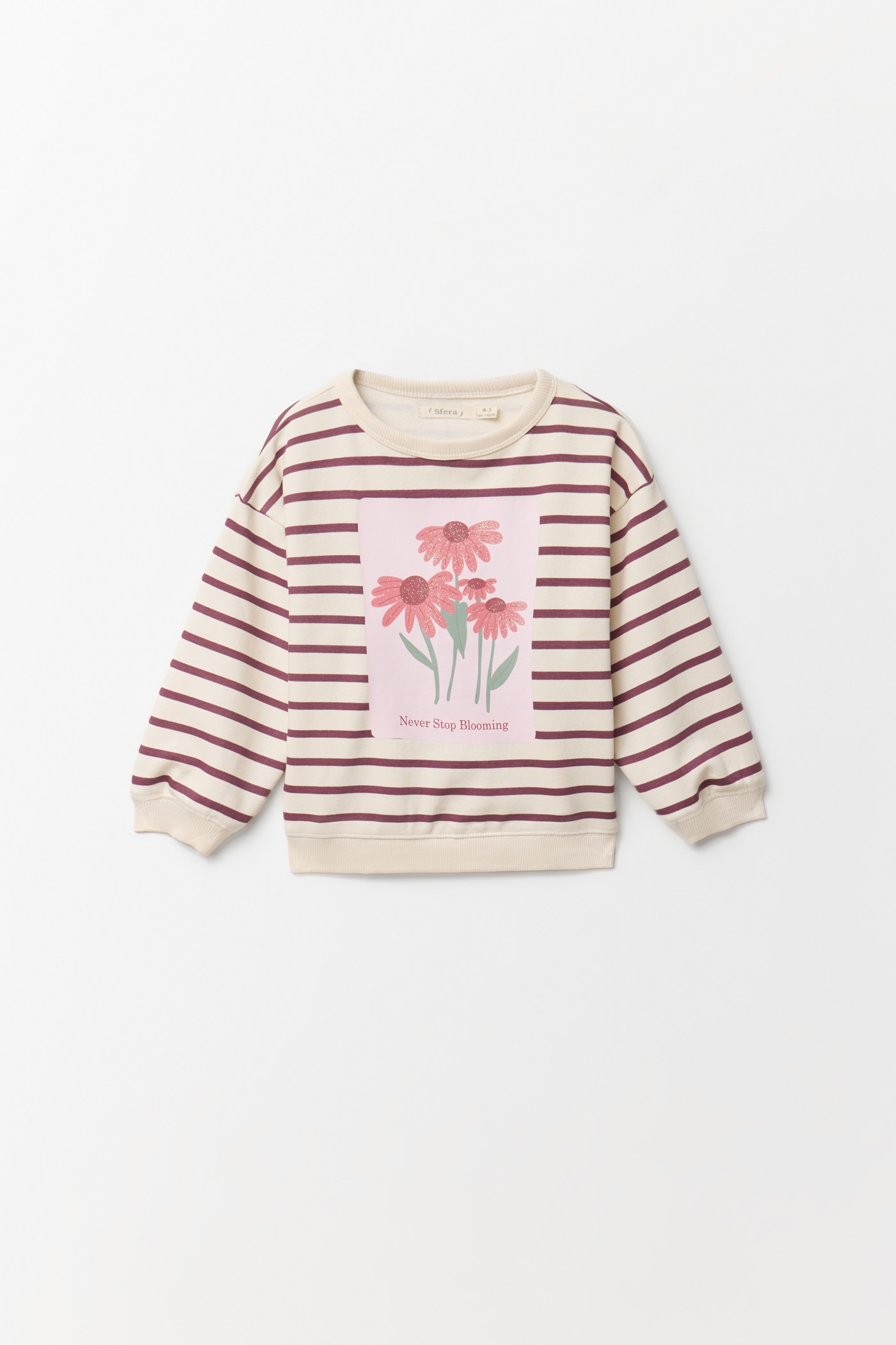 Sweatshirt às Riscas com Estampado Floral Cru-4