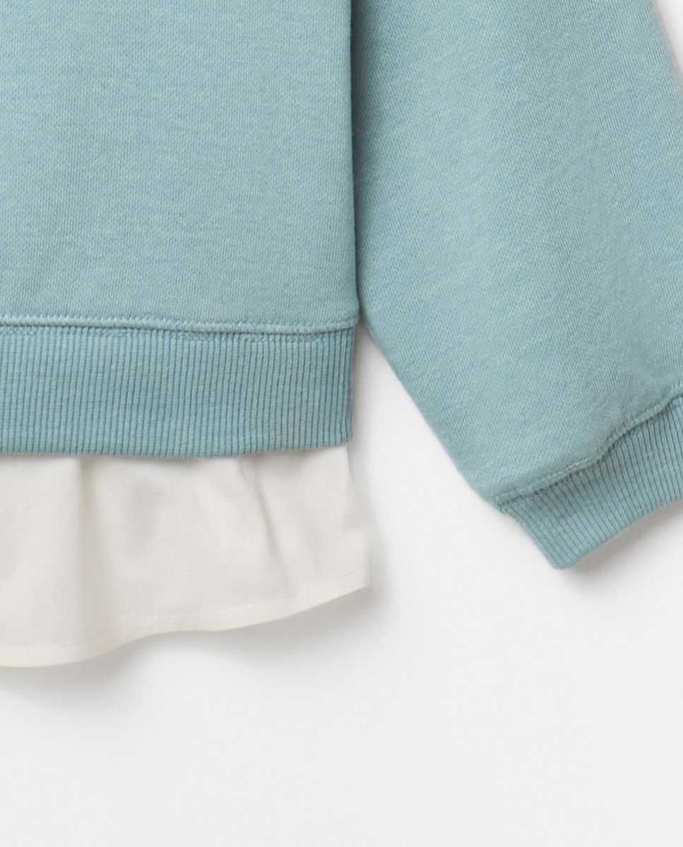 Sweatshirt com Falsa Camisa Verde Pato-3