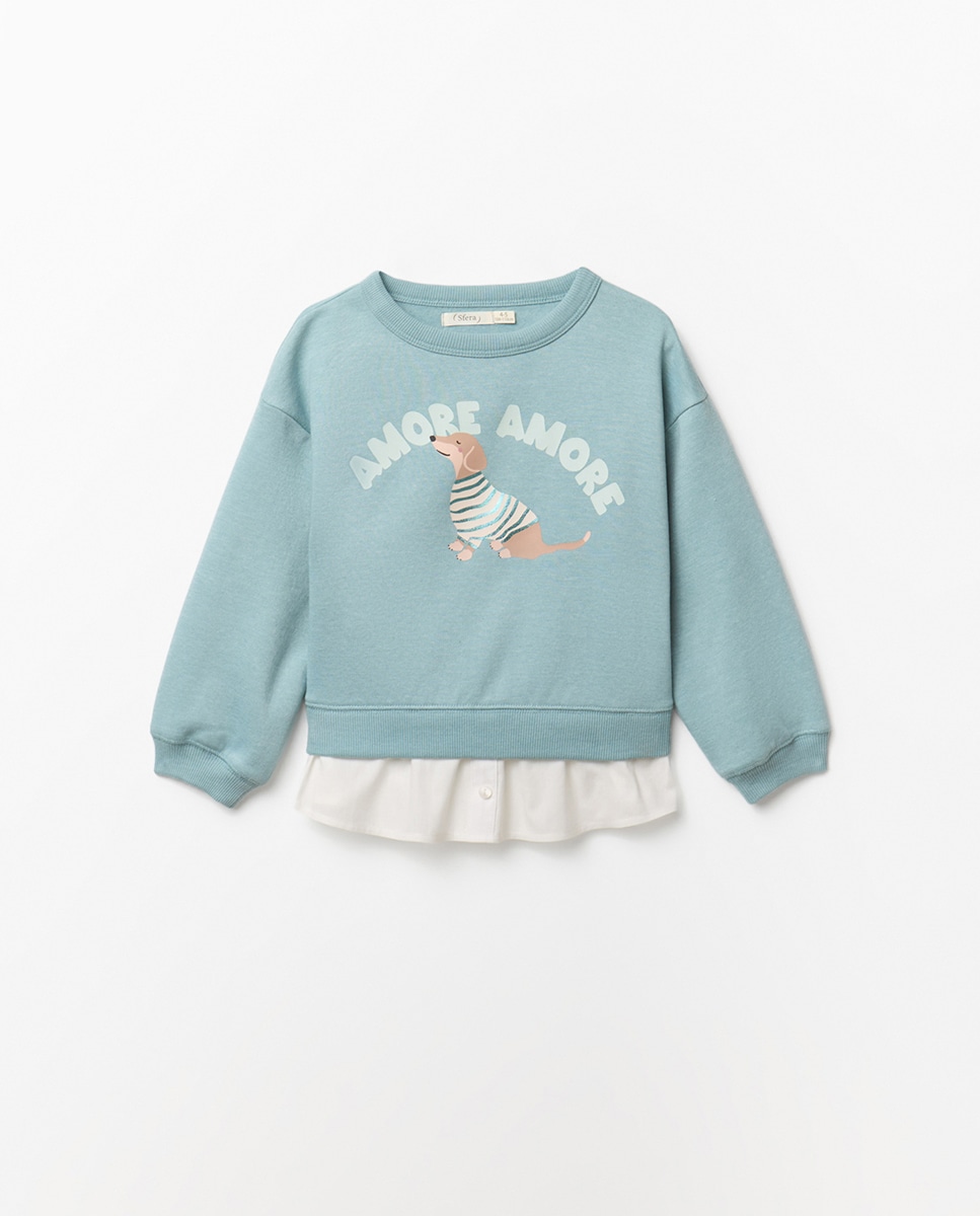 Sweatshirt com Falsa Camisa Verde Pato-4