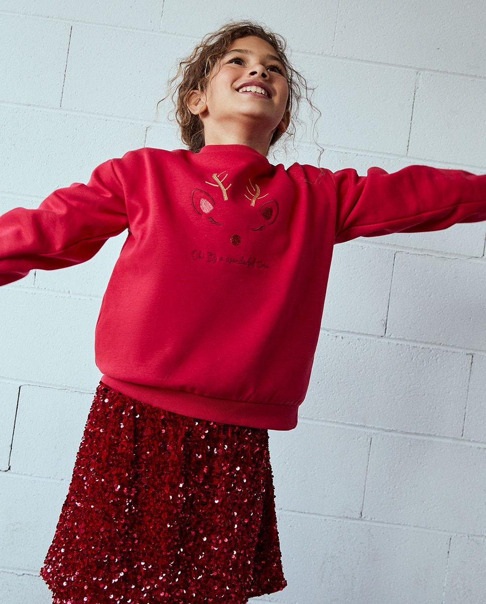 Sweatshirt com Rena Vermelho-2