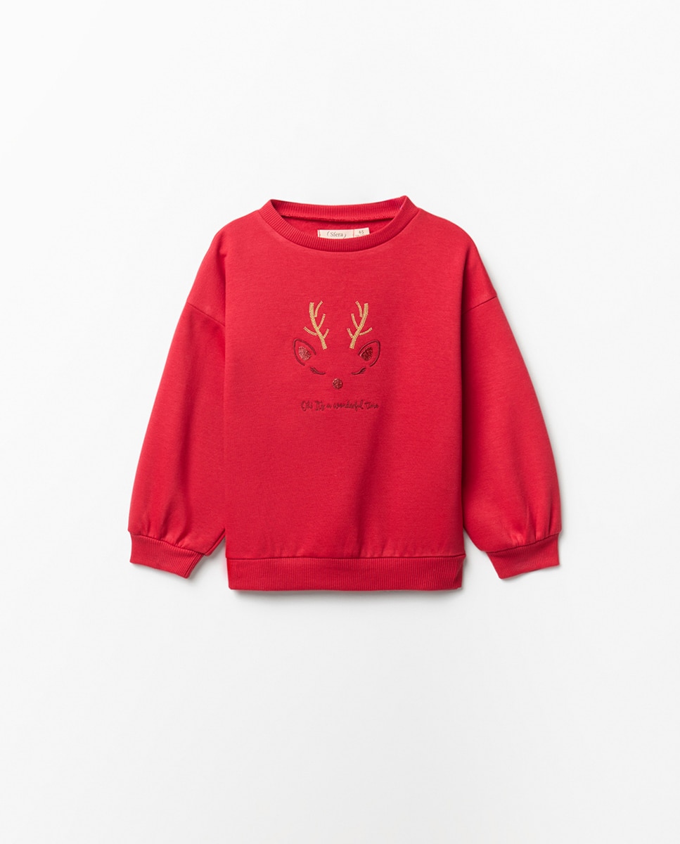 Sweatshirt com Rena Vermelho-3