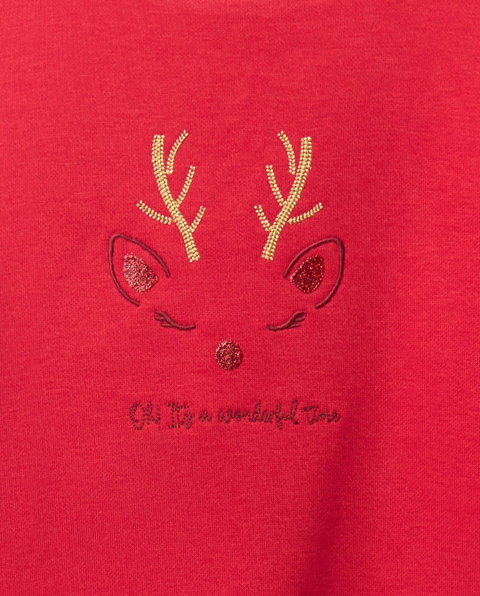 Sweatshirt com Rena Vermelho-4