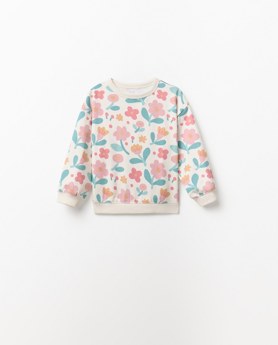 Sweatshirt com Estampado Floral Sfera Multicolor-3