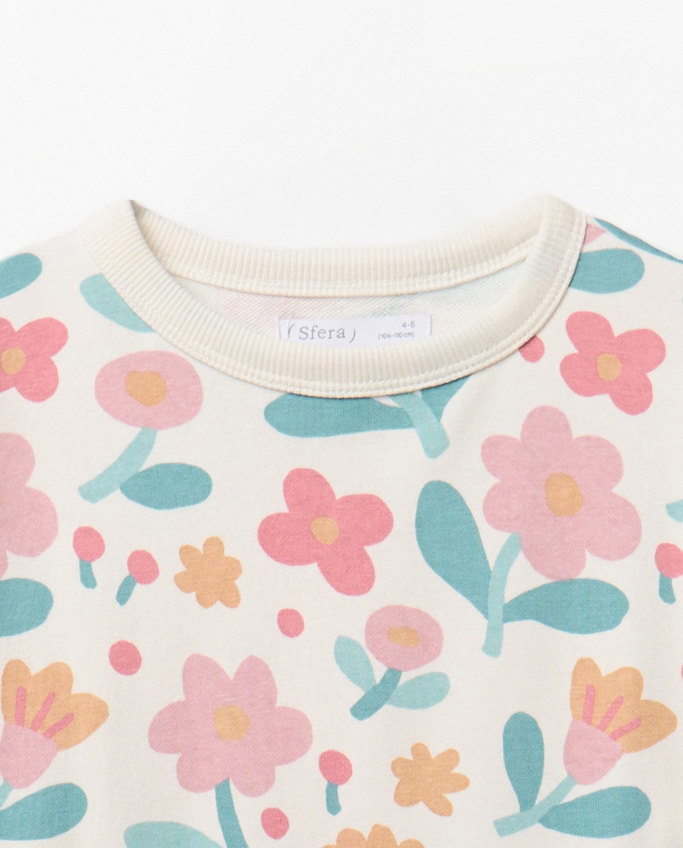 Sweatshirt com Estampado Floral Sfera Multicolor-4